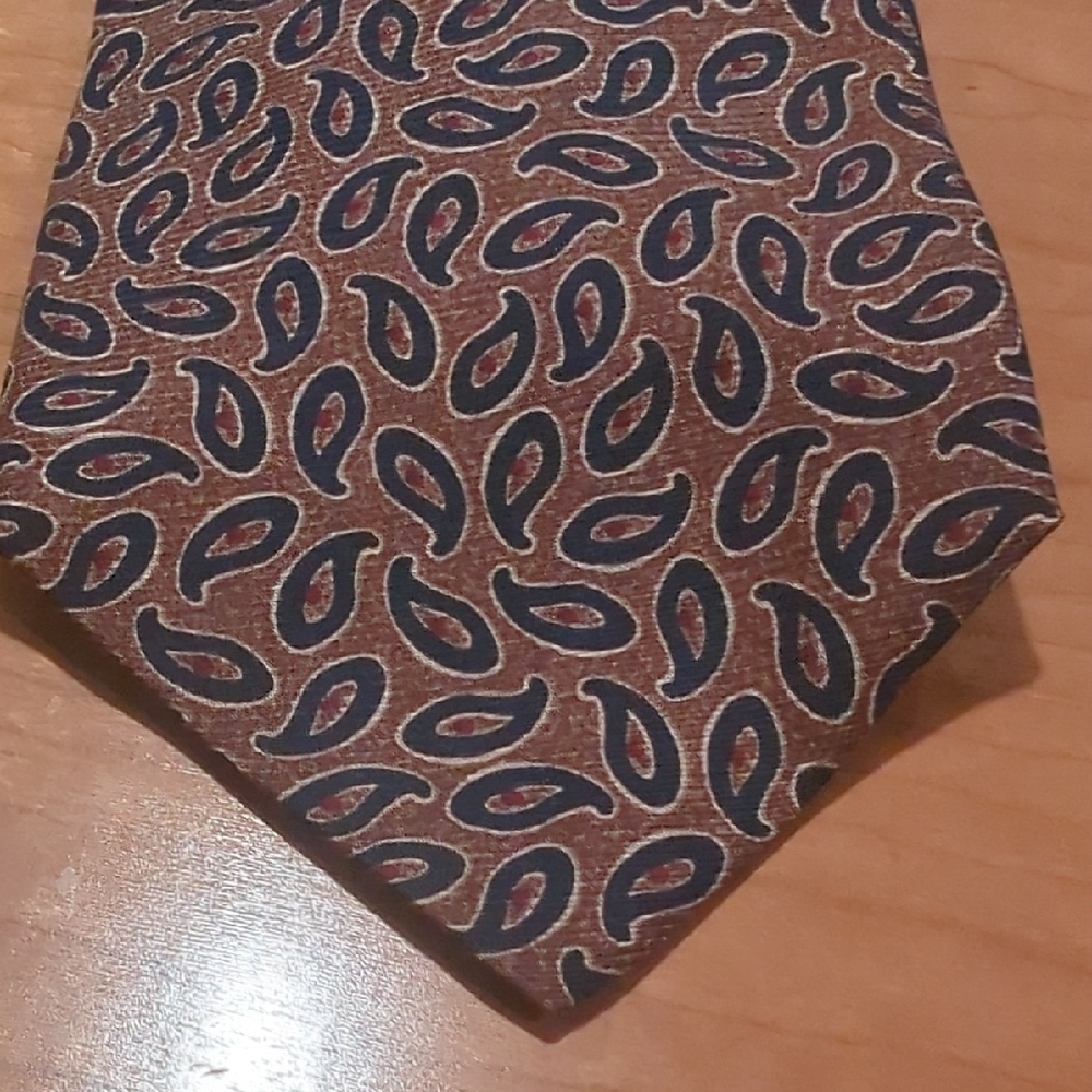 Banana Republic Brown Paisley Tie with Navy Accents
